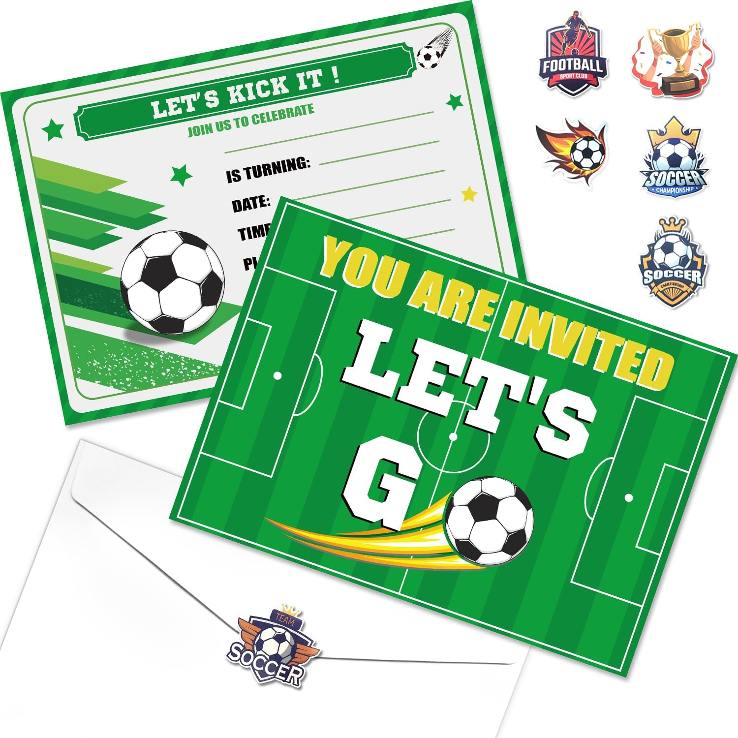 20Pcs Football Party Invitations Sets with Envelopes Football Party Favors Birthday Invitation Cards for Boys Kids Fan Sports Event Supplies,18 x 13cm