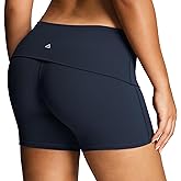 Aoxjox Women's Workout Athlenza Fold Over Yoga Shorts Folded Waistband Lumastretch™ Athletic Yoga Short 6"