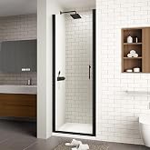 ACE DECOR 24-25.4" W x 72" H Frameless Pivot Shower Door, Matte Black | Swing Shower Glass Doors with 1/4"(6mm) ANSI-Certified Tempered Glass,Easy to Clean&amp;Waterproof&amp;Reversible Installtion