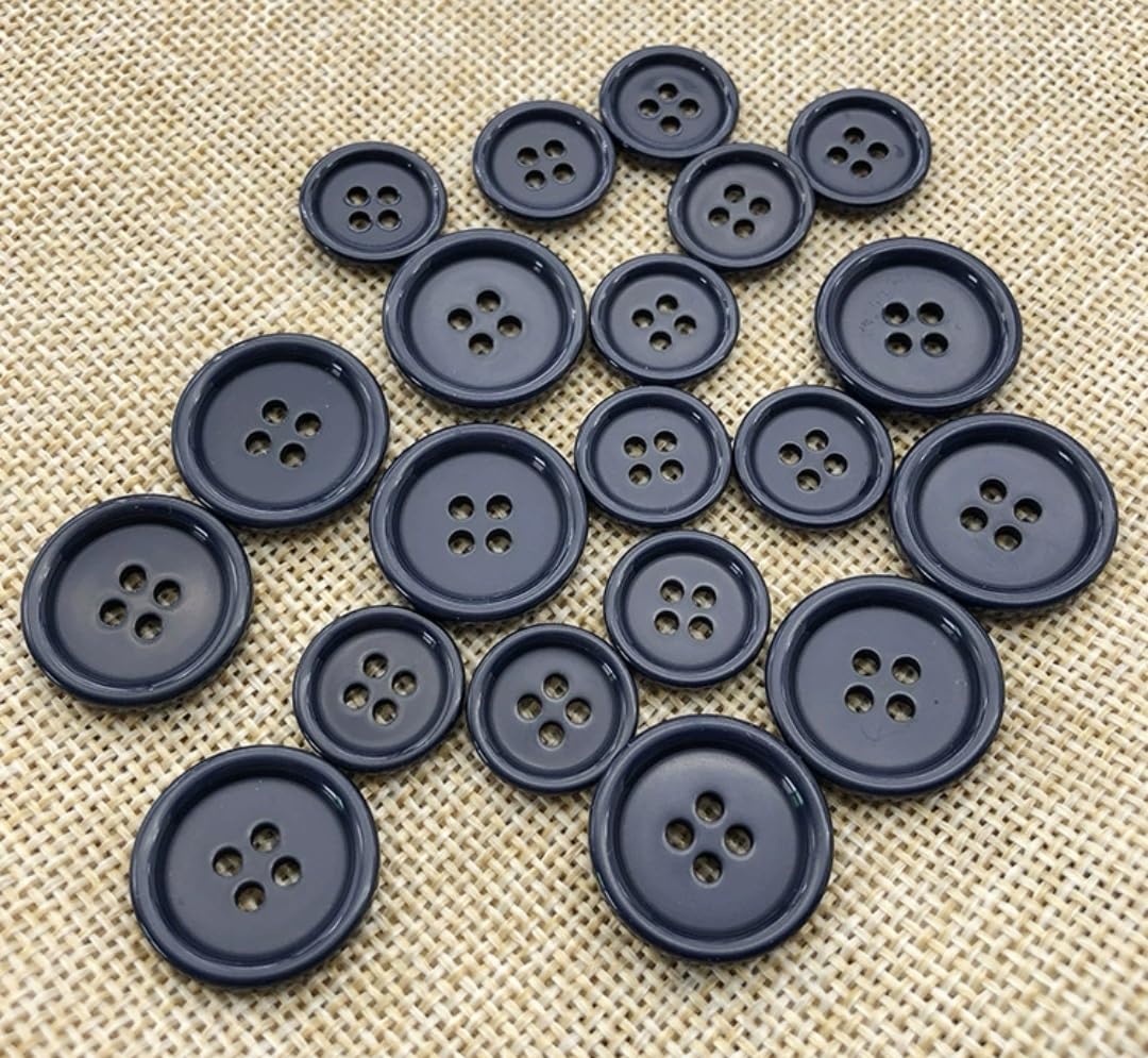 Suit Buttons, 15mm for Sleeves, 20mm for Front, Choose from Light Grey, Dark Grey, Dark Navy Blue (Dark Navy Blue 15mm, Pack of 12)