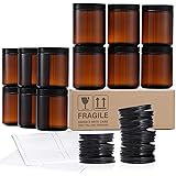 12 Pack, 8 OZ Thick Glass Jars with Lids, Dark