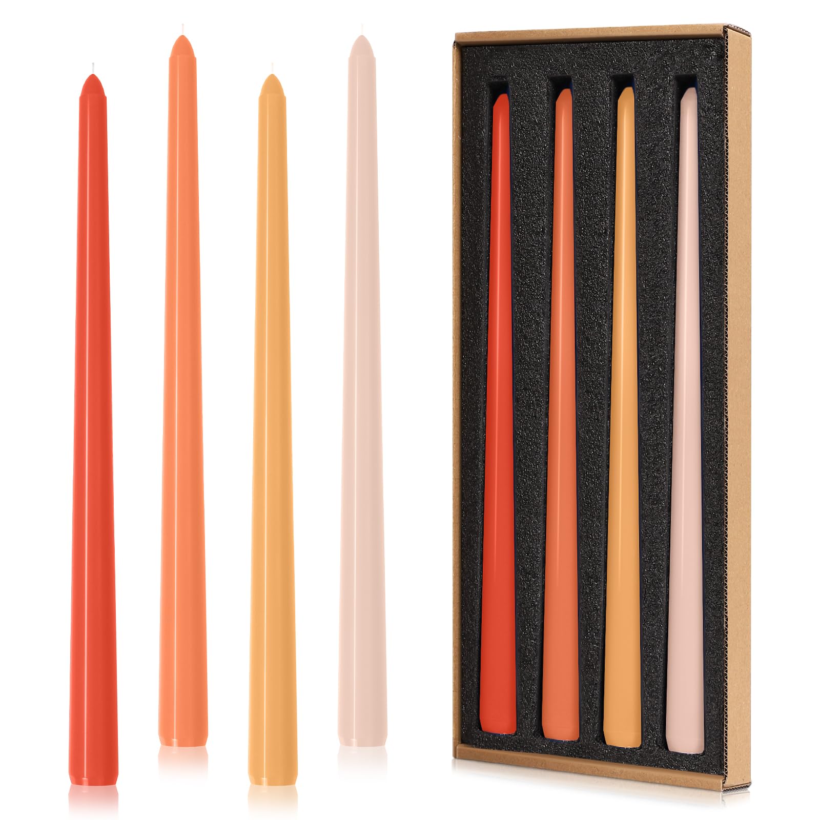 Photo 1 of Fall Taper Candles 12'' Tall Orange Peach Ombre Colored Candlesticks Set of 4 | Unscented 3/4 inch Diameter Candle Sticks| Candle for Mantle Home Decor Kitchen Wedding Decorations Centerpiece