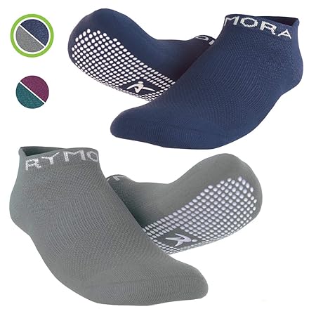 Rutschfeste Anti Skid Grip Socken (2 Paar) (perfekt für Pilates, Yoga, Barre, Dance, Martial Arts, Trampolin, Fitness, Kranke