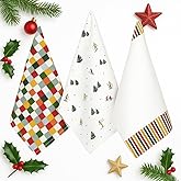Folkulture Christmas Kitchen Towels Set of 3 | 100% Cotton 20" x 20" Tea Towels & Dishcloths | Modern Farmhouse Holiday Kitchen Décor | Soft & Absorbent Dish Towels | Skiing Thrills
