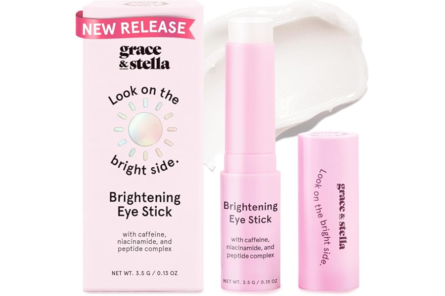 grace & stella Under Eye Brightener Balm Stick – Travel Essentials – Caffeine Eye Cream for Dark Circles, Puffiness, Wrinkles – Vegan Moisturizer Stick with Niacinamide, Hyaluronic Acid (0.13oz/3.5g)