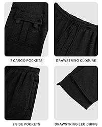 Men's Cargo Sweatpants Casual Fleece Joggers Loose