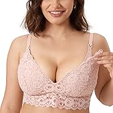 MOMANDA Women's Lace Nursing Bra Wirefree Padded Breastfeeding Maternity Bralette Cute More Coverage