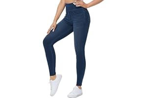 THE GYM PEOPLE Women's High Waisted Jeggings Pants Stretchy Tummy Control Skinny Jean Leggings with Pockets