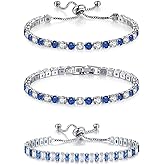 YOYUNLUO 4 Pcs Tennis Bracelet Set Silver Plated Marquise Cubic Zirconia CZ Diamond Dainty Adjustable Silver Bracelets for Women Brides Stackable Fashion Jewelry Wedding Prom Gift