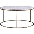 Versanora Marmo Round Circle Shape Coffee Side End Table with Faux Marble Top, 18 inch Height, Marble
