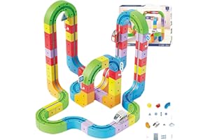 121PCS Electric Magnetic Train Track Sets – Click Rail Track Toy, DIY Race Car Track Building Kits with Train, STEM Toy for T