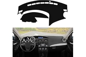 BERKSYDE Dashboard Dash Cover Mat Carpet Compatible with 2010-2013 Mazda 3 Sedan/Hatchback/MazdaSpeed 3(Black)