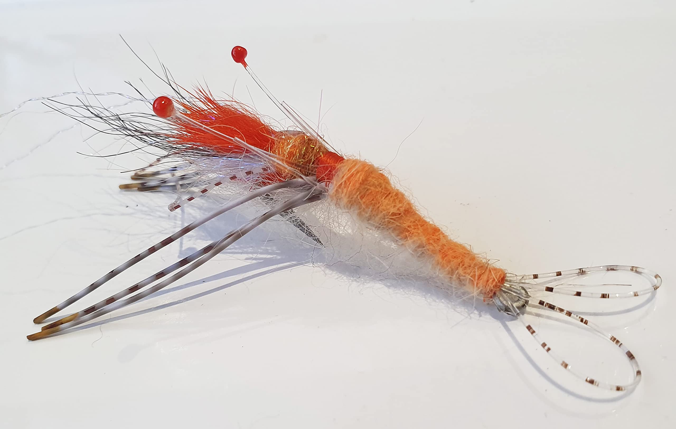Shrimp prawn fishing fly Size 1/0 / 80mm orange with tail and eyes