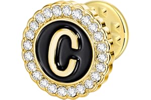 HAWSON Initial A-Z Lapel Pins, Personalized 18K Gold/Silver Brooch Pin Tie Tacks for Suits, Neckties, Hats, Men & Women