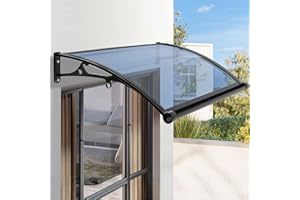 TBXWLRF Awning for Door - Entrance, Exterior Window Awnings 24x32 Inch Polycarbonate Cover Aluminum Brackets Metal Drainage UV Rain Snow Proof Canopy for Front Door Patio Outdoor