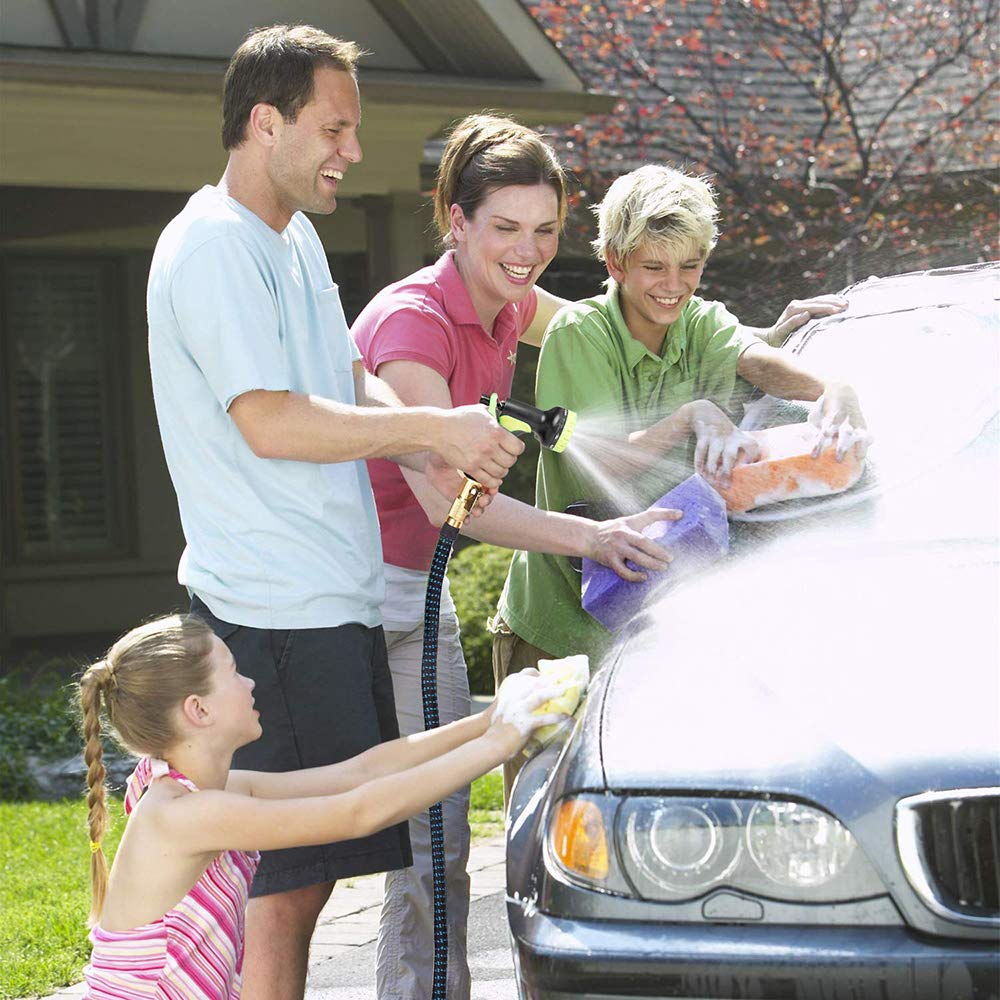 BKhome 100FT Expandable Garden Hose Pipe - 100FT/30m 2019 New Flexible Magic Expanding Water Hose Easy Storage Lightweight with 9 Function Spray Gun Nozzle Wall Holder