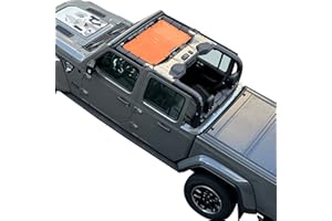 Shadeidea JT Sun Shade Top Sunshade Compatible with Jeep Gladiator Top Shade Mesh Screen Roof Cover (2018-2023)- Wind Noise UV Blocker with GrabBag Pouch -10 Year Warranty- Orange -Front