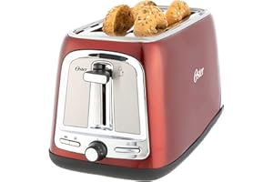 Oster 4-Slice Long Slot Toaster with Advanced Toast Technology, Candy Apple Red