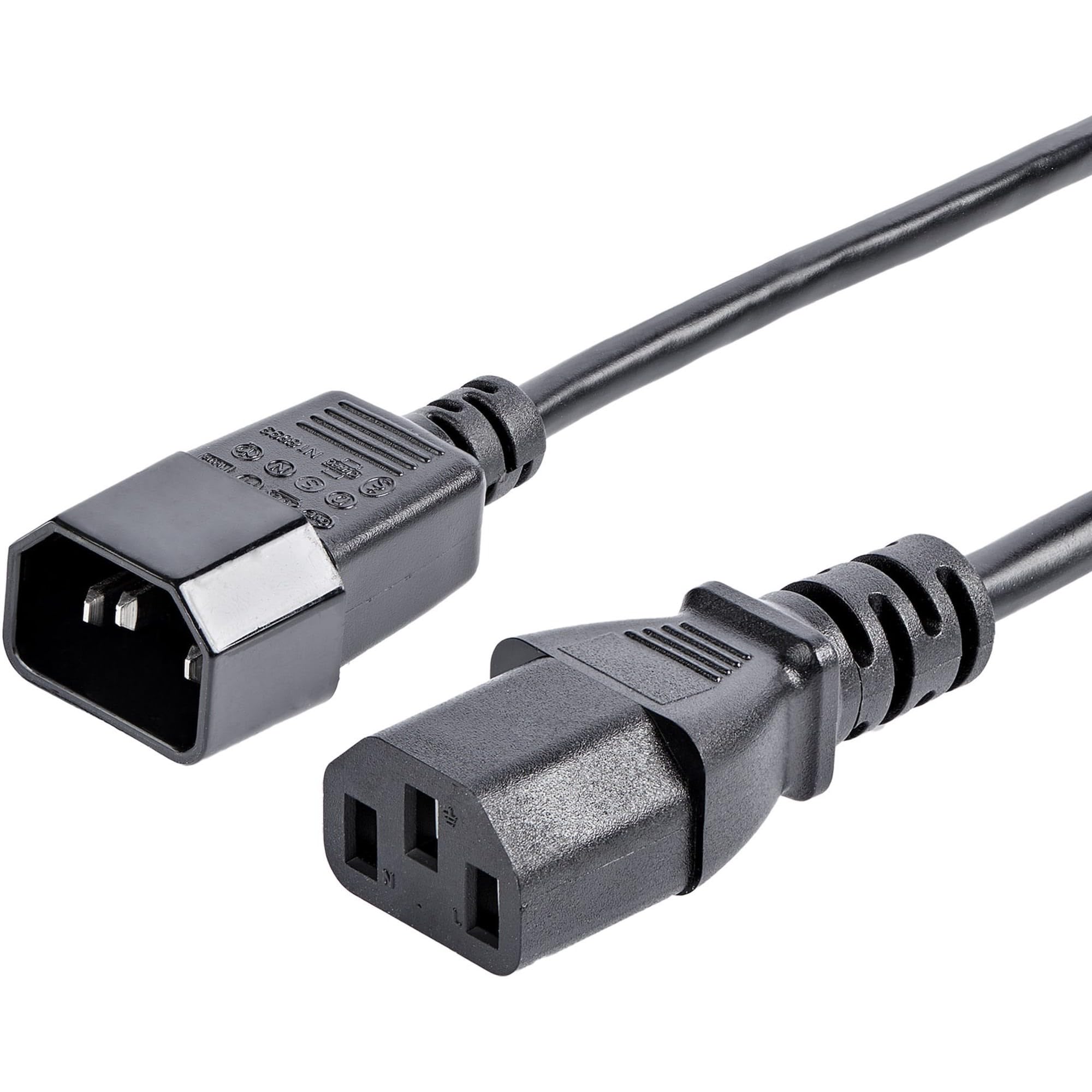 StarTech.com 6ft (2m) Power Extension Cord, C14 to C13, 10A 125V, 18AWG, Computer Power Cord Extension, IEC-320-C14 to IEC-320-C13 AC Power Cable Extension for Power Supply, UL Listed (PXT100)