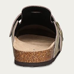 KIDMI Women's Genuine Suede Clogs Cork Footbed