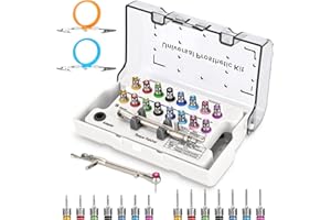 GELRIUNY Dental Implant Torque Wrench Set, Universal Prosthetic Kit with 10-70Ncm Torque Adjustable Ratchet, 16pcs Screwdrivers and Bib Clips, Fully Autoclavable, Secure/Disassemble Implant Restorations