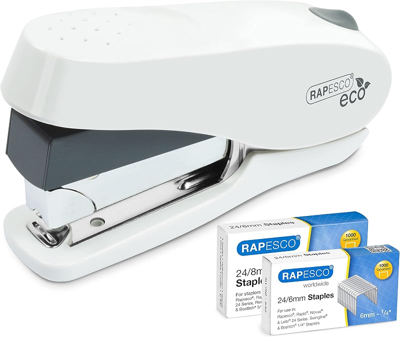 Rapesco 1467 Germ-Savvy ECO Luna Less Effort Desktop Stapler 50 Sheet