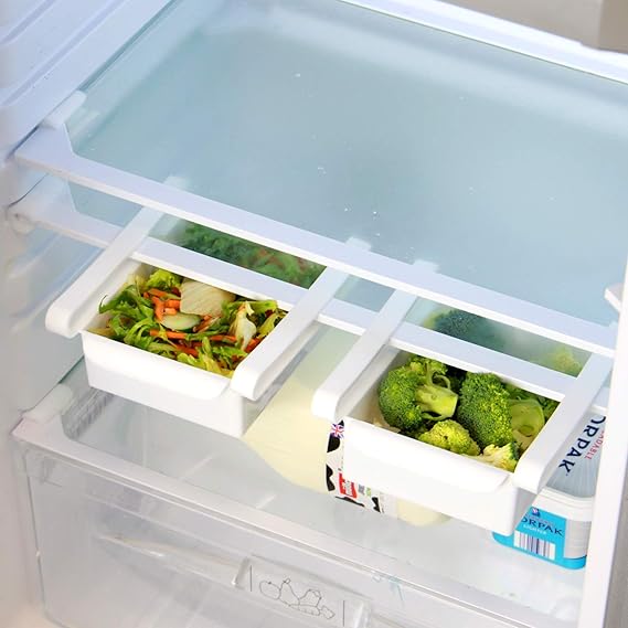 Maison & White Paquete de 4 cajones de caja de almacenamiento para refrigerador | Frigorífico Bandeja De Frutas Y Verduras | Compartimentos adicionales universales