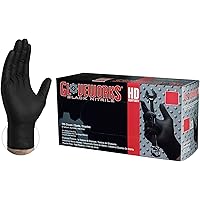 GLOVEWORKS HD Industrial Black Nitrile Gloves with Diamond Grip Box of 100, 6mil, Size Large, Latex, Powder Free, Textured, Disposable, GWBN46100-BX