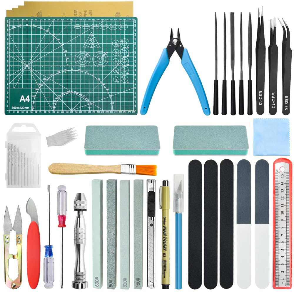 WMYCONGCONG 38 PCS Gundam Model Tools Kit Model Basic Tools Craft Set Hobby Building Craft Set for Model Assemble Building Repairing Fixing Green