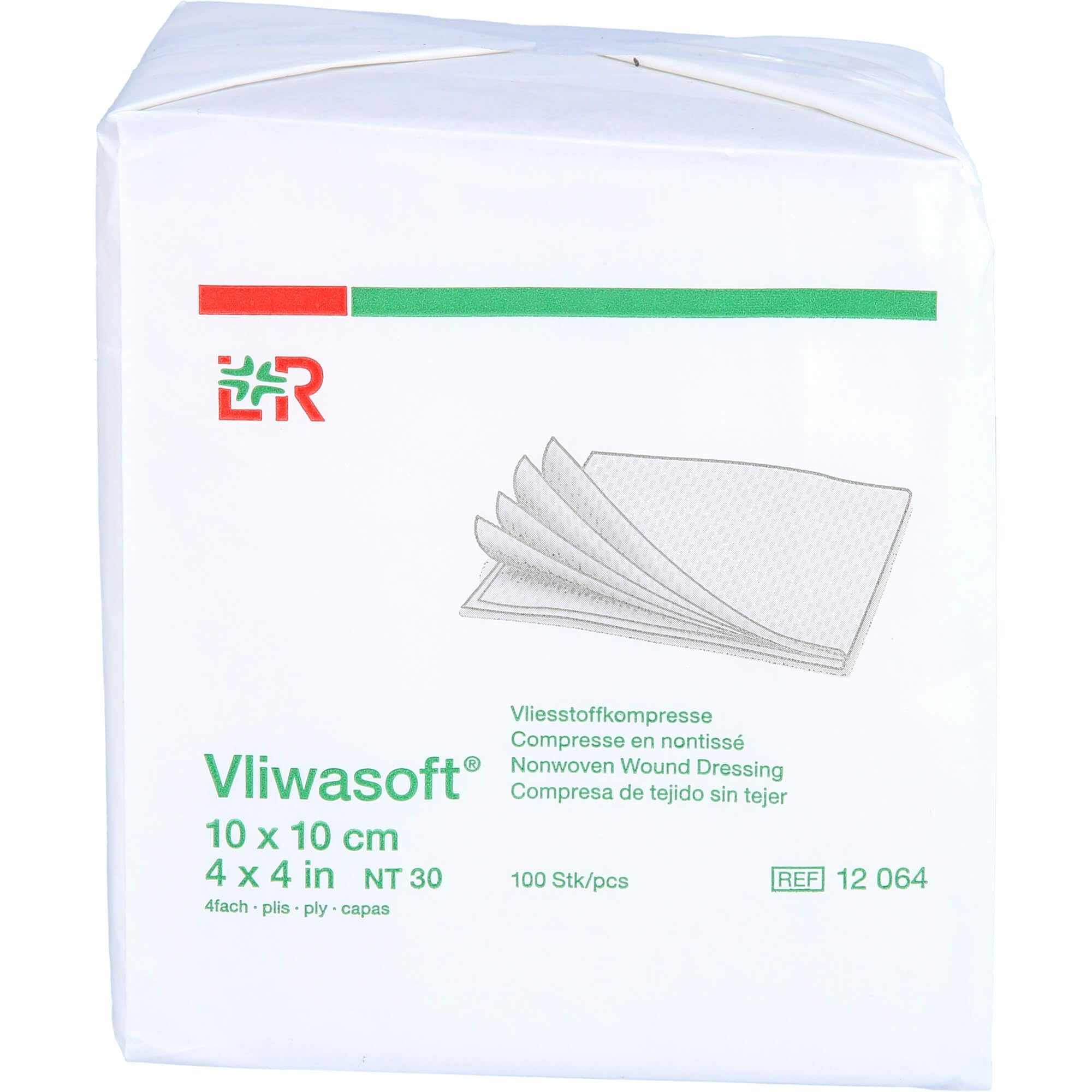Vliwasoft 12064 Non-Sterile Dressings 4-Ply 10 cm x 10 cm (Pack of 100)