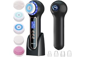 UMICKOO Face Scrubber Exfoliator with LCD Screen,Rechargeable Facial Cleansing Brush IPX7 Waterproof 3 in 1 Blackhead Remover Vacuum for Exfoliating,Massaging and Deep Pore Cleansing