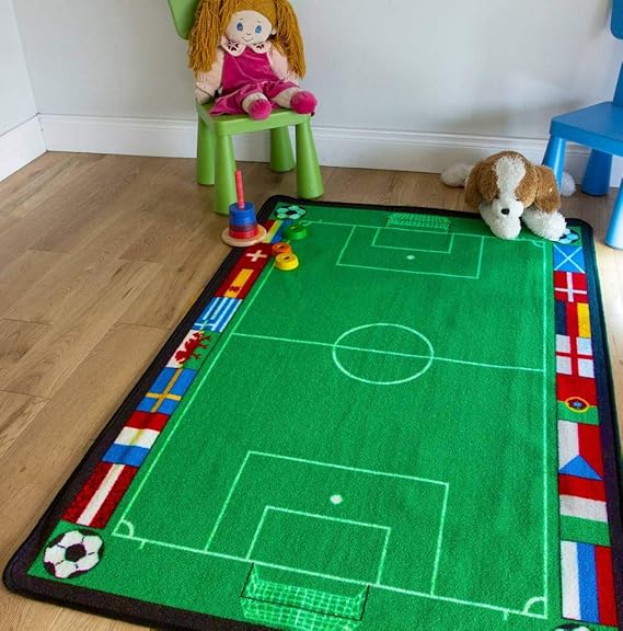 The Rug House Kids Euro Football Mat Fun Non Slip Childrens