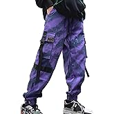XYXIONGMAO Men's Purple Techwear Streetwear Joggers Tactical Hip Hop Pants Purple Overalls Sweatpants Cargo Pants for Men