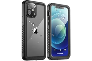 SUPFINE for Waterproof iPhone 12 Case,Built-in Screen Protector [IP68 Underwater][14FT Military Dropproof] Full Body Rugged Heavy Duty Shockproof Phone Case-Black/Clear