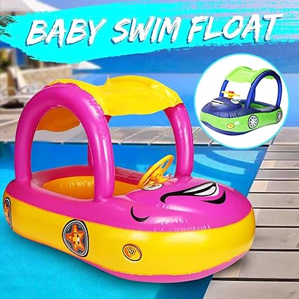 greasmart flotadores de piscina para bebe natacion para bebes parasol inflable barcos de coche con toldo flotador para ninos anillo flotante