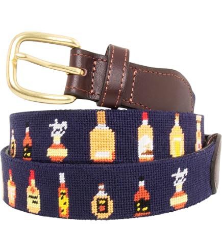 Amazon.com: Needlepoint Golf Belt for Men Flat Brass Buckle  display picture 1