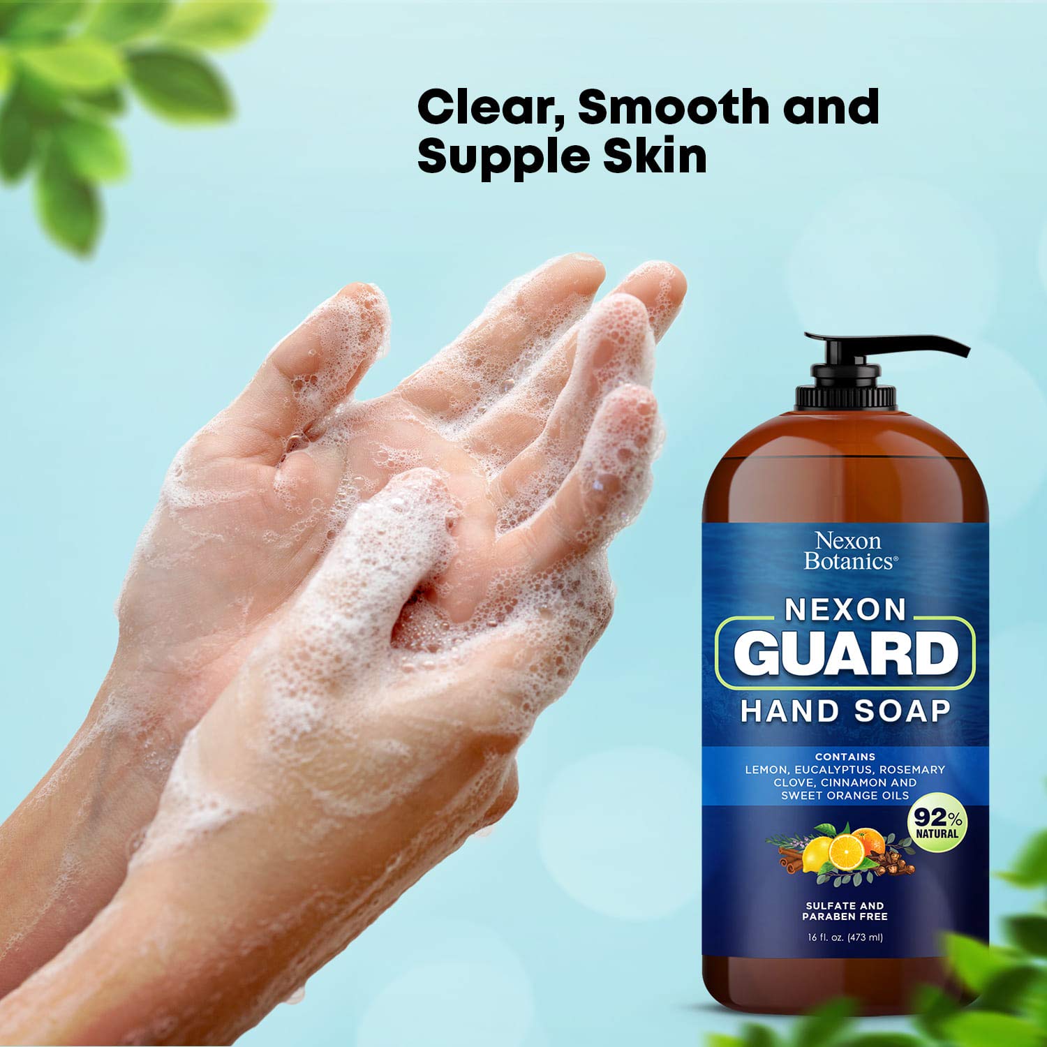 Nexon Botanics Robbers Guard Hand Soap 16 fl oz - Made in USA - Based on French Thieves Formula - Deep Cleansing and Purifying Hand Wash - Gentle and Moisturizing - Liquid Hand Soap : Beauty