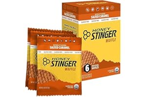 Honey Stinger Organic Gluten Free Salted Caramel Waffle | Energy Stroopwafel for Exercise, Endurance and Performance | Sports Nutrition for Home & Gym, Pre and Post Workout | Box of 6 Waffles, 6.36 Oz