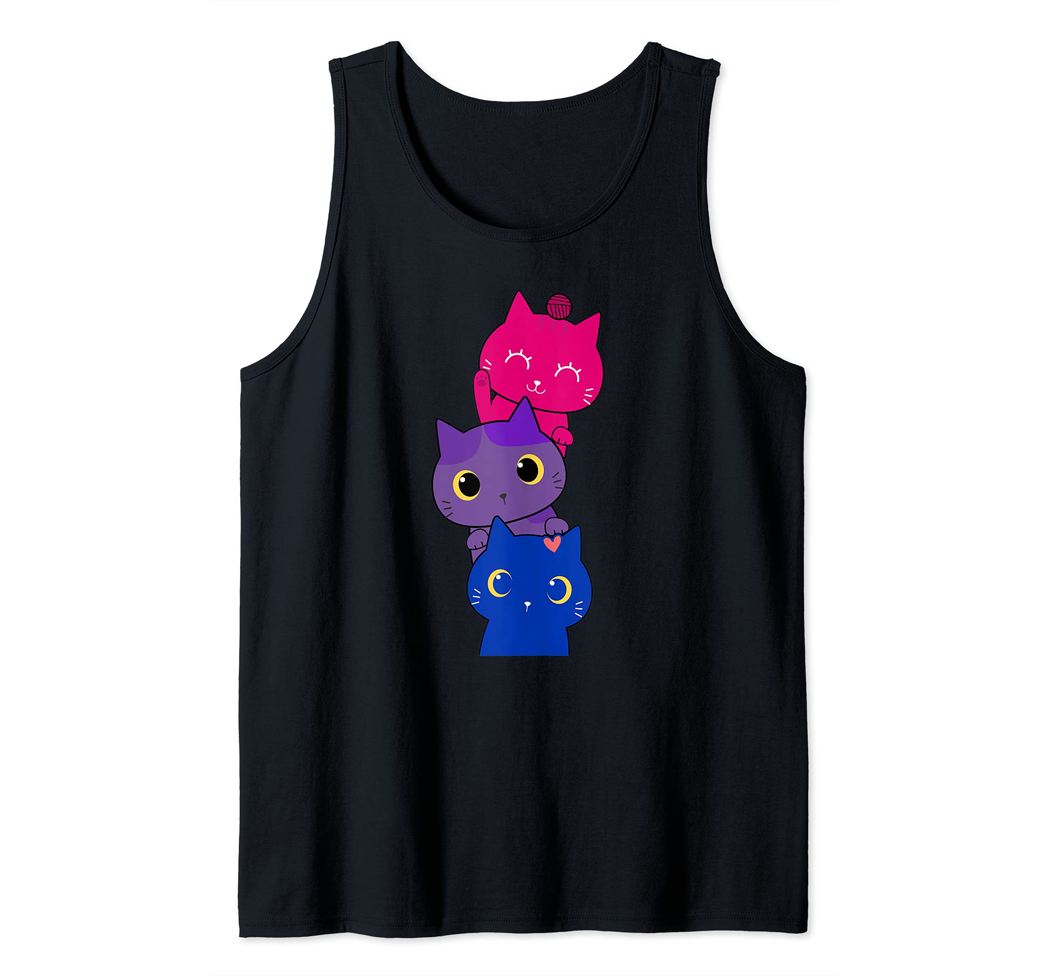 Bisexual Pride Kawaii Kitty Cat Stack Cute style Anime Tank Top