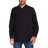 MAXJON Mens Shirts Long Sleeve Guayabera Shirts for Men Cuban Shirts