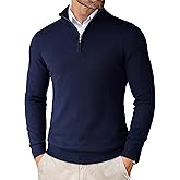 COOFANDY Men's Quarter Zip Up Sweaters Slim Fit Lightweight Mock Neck Pullover Casual Polo Sweaters