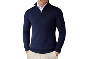 COOFANDY Men's Quarter Zip Up Sweaters Slim Fit Lightweight Mock Neck Pullover Casual Polo Sweaters
