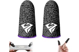 Gaming Finger Sleeves, Silver Fiber Mobile Game Thumb Sleeves for Touchscreen Devices, Anti-Sweat Breathable Fingertip Gloves