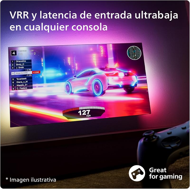 Ambilight 55PUS8109 Smart TV 4K LED - Pantalla de 55 Pulgadas con Plataforma Titan OS, Pixel Precise Ultra HD y Sonido Dolby Atmos, Funciona con Alexa y Asistente de Google - Cromo Satinado