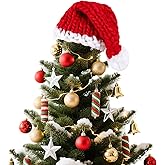 APUDWN Christmas Tree Topper, Large Santa Hat Tree Topper, Chunky Knit Red Santa Claus Hat Handmade Elegant Washable Christmas Ornament Gift for Winter Xmas Holiday Party Home Decor (Large, 19.7 Inch)