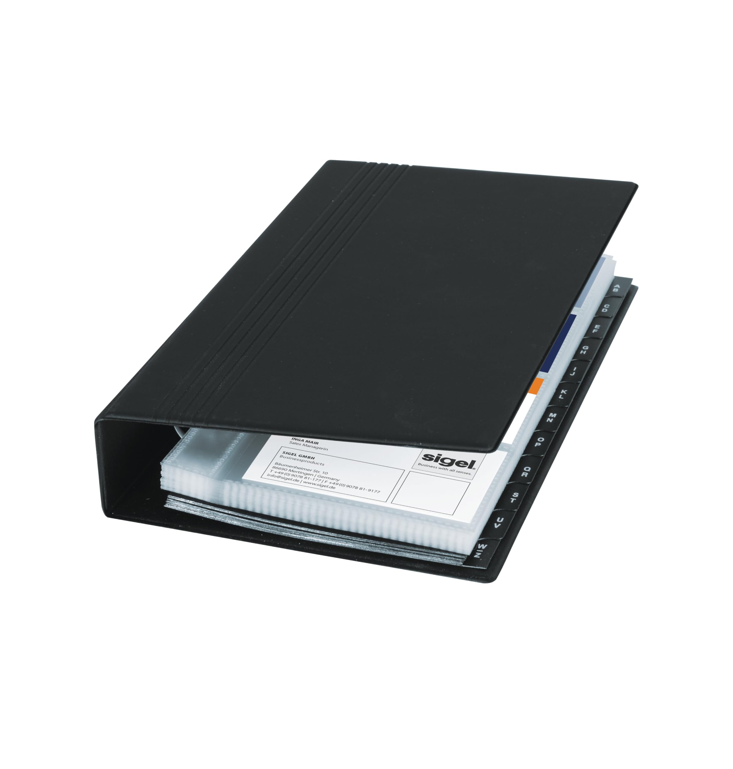 SIGEL VZ300 Card Holder / Card Organiser, leather-look, for up to 200 cards, Black