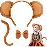 SIOTMERA Monkey Costume Set-3 Pieces Brown Monkey Ears and Tail Set with Headband, Bow tie and Tail -Fancy Animal Cosplay Accessories for Cosplay Party Halloween Birthday Christmas