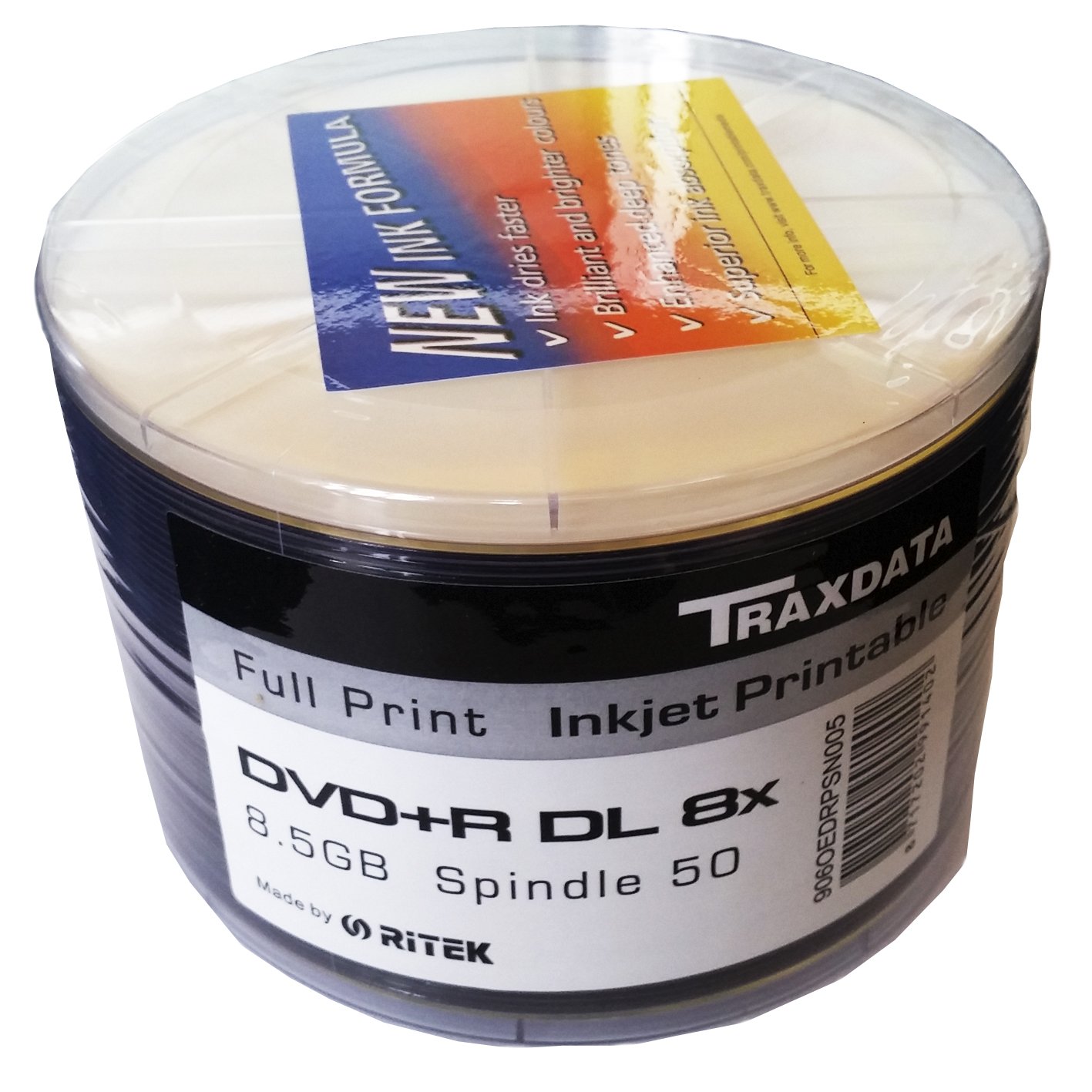 Traxdata DVD Double Layer Plus R DL 8x White Inkjet Printable (50 Pack)