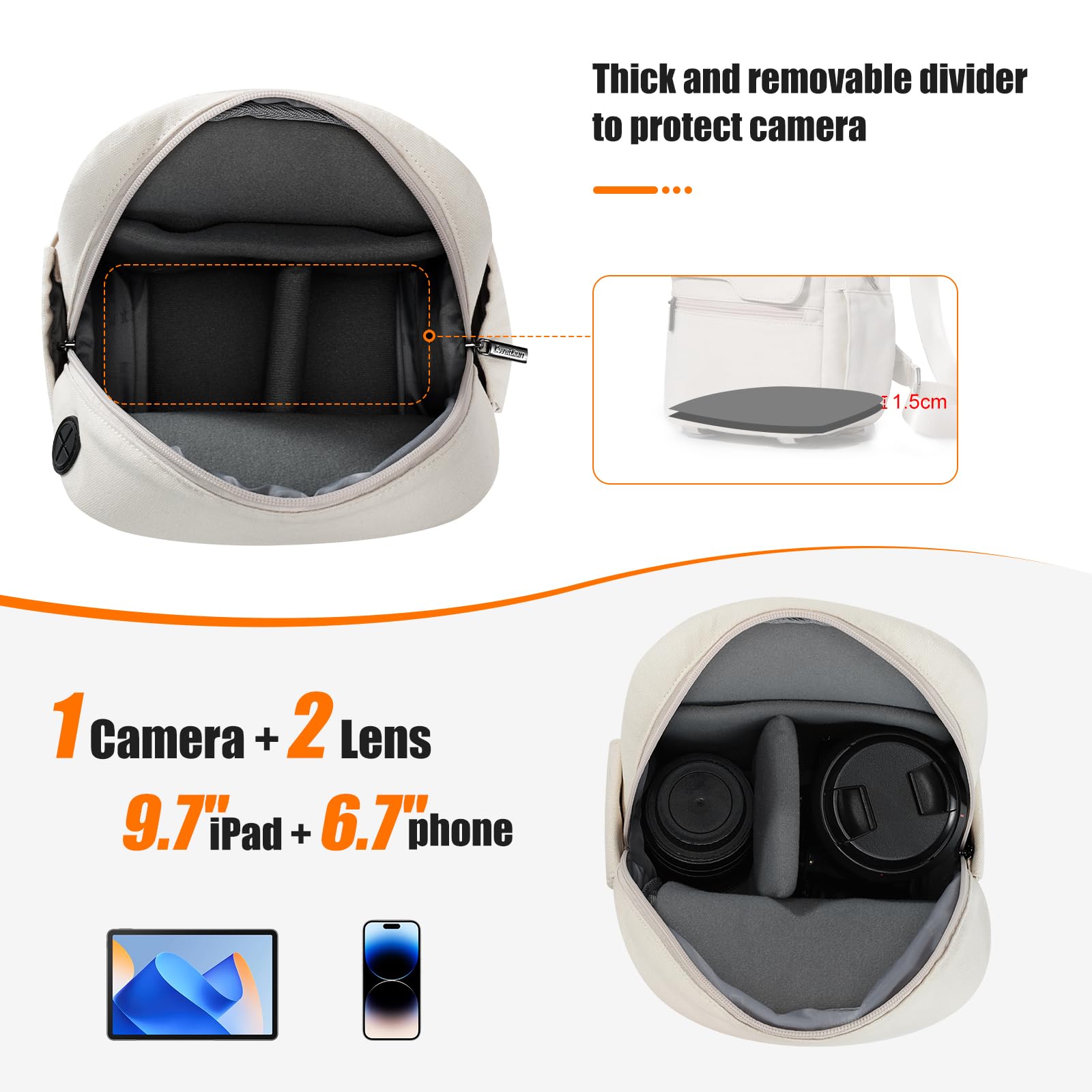 Cwatcun Camera Bag Crossbody Shoulder Messenger Camera Case, Lightweight DSLR/SLR/Mirrorless Photography Bag with Tripod Holder and Rain Cover for Canon, Nikon, Sony, Fuji Cameras, Lens Accessories