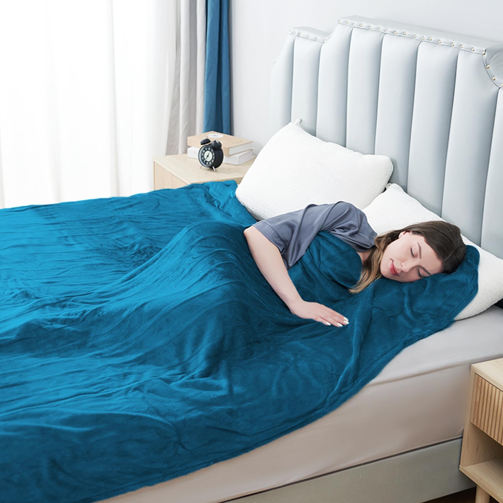 Photo 1 of Eydna Electric Heated Blanket Twin Size 62"x84", Fast Heating Throw, Soft Plush Microplush for Bed & Couch, 10Hs Auto Off & 5 Heating Levels, Machine Washable, Gifts for Grandma & Family-Blue Green